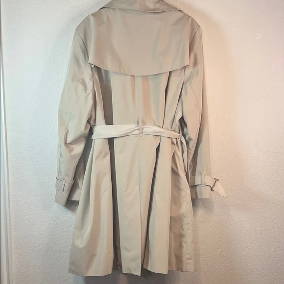 London Fog Tan Trench Coat 2X Double Breasted Belted Removable Plaid Liner Class - Picture 5 of 12